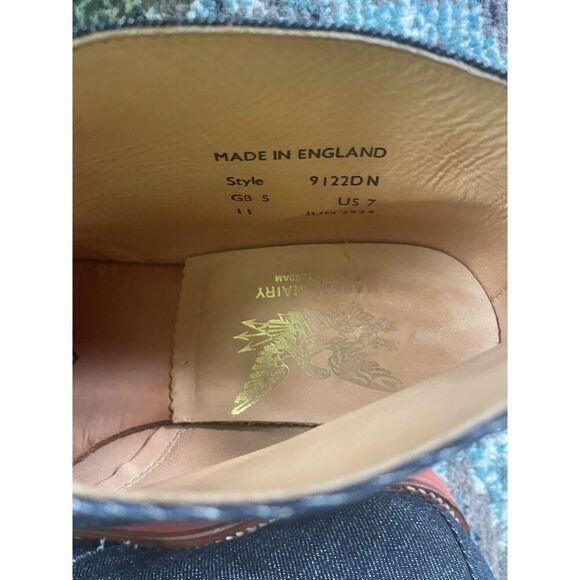 Rare🔥Unisex Mark McNairy Made in England Denim Chukka Boots US 7 UK 5 Red sole - Picture 9 of 10